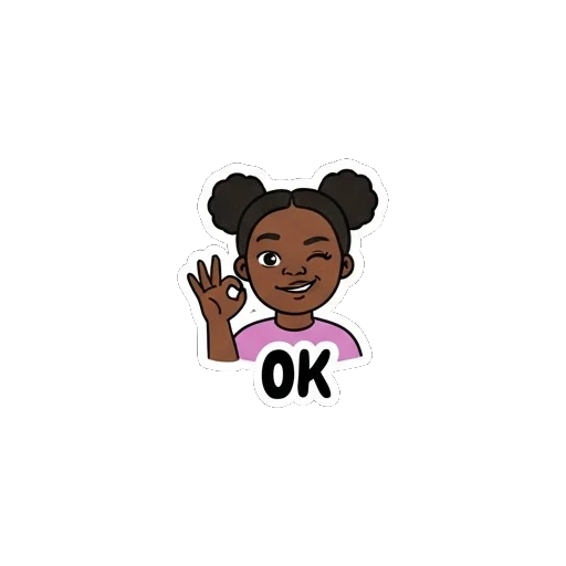 Girl winking and giving an OK sign Joyful Afro Girl Daily Expressions sticker for expressive chats and social replies.