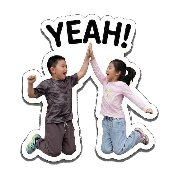兄妹击掌庆祝胜利 Siblings Daily Vibes sticker for expressive chats and social replies.