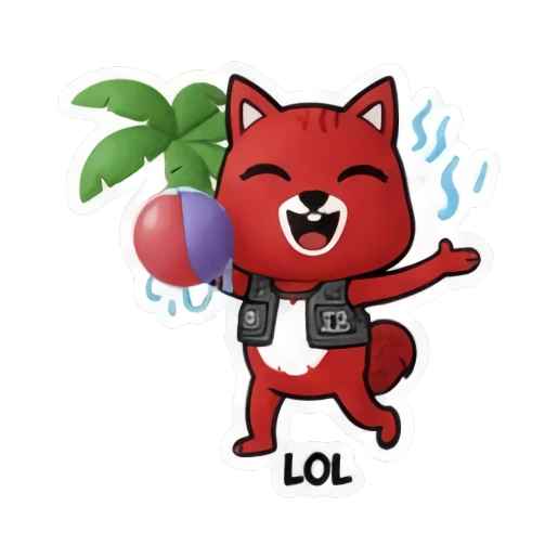 laughing squirrel playing ball Summer Red Squirrel Adventures sticker for expressive chats and social replies.