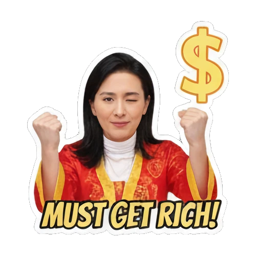 眨眼求财 Wealthy Lady Fortune sticker for expressive chats and social replies.