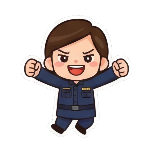 女警手持啦啦球 Chibi Officer's Daily Life sticker for expressive chats and social replies.