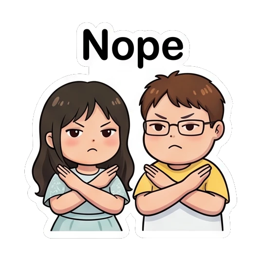 Couple crossing arms in a firm rejection gesture Sweet Couple Daily Life sticker for expressive chats and social replies.