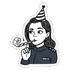 女警派对欢乐 Quirky Officer Expressions sticker for expressive chats and social replies.