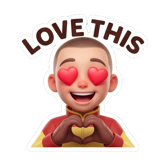 Pilot boy making heart shape with hands, loving expression. Cool Pilot Adventures sticker for expressive chats and social replies.