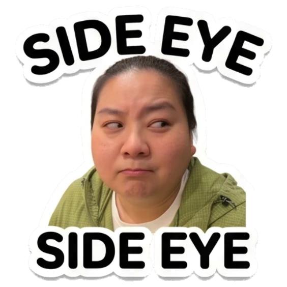 Woman looking sideways with skeptical expression Daily Life of a Friendly Woman sticker for expressive chats and social replies.