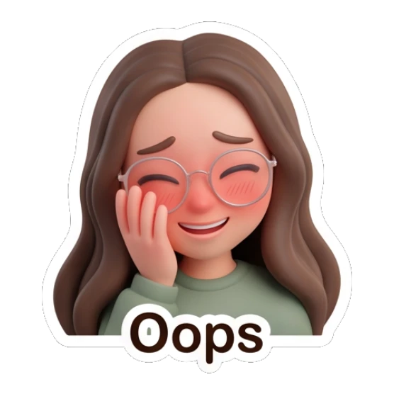 Embarrassed girl with glasses blushing with hands on face. Cute Glasses Girl Daily sticker for expressive chats and social replies.