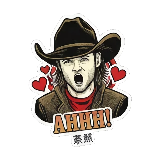 Sleepy cowboy with Zzz Vintage Cowboy Reactions sticker for expressive chats and social replies.