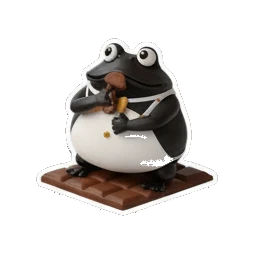 Zen chocolate frog meditating on a chocolate bar with ZEN text Choco Froggy Adventures sticker for expressive chats and social replies.