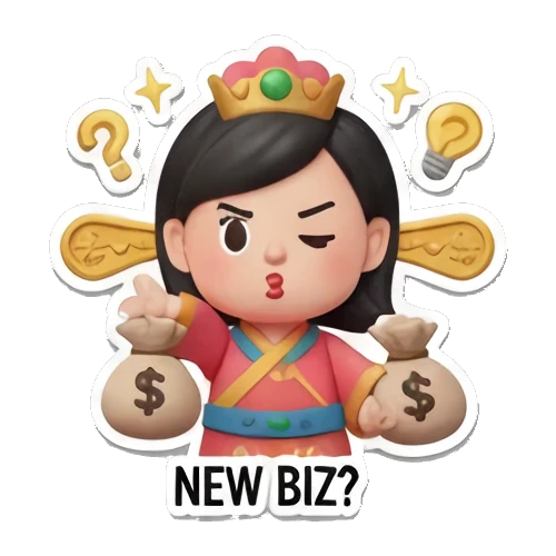 思考搞钱计划的财神 Fortune Princess Daily Life sticker for expressive chats and social replies.