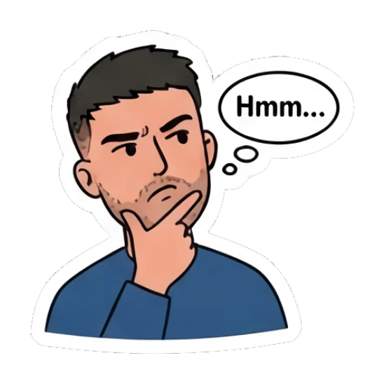 Man thinking with hand on chin Couple Daily Vibes sticker for expressive chats and social replies.