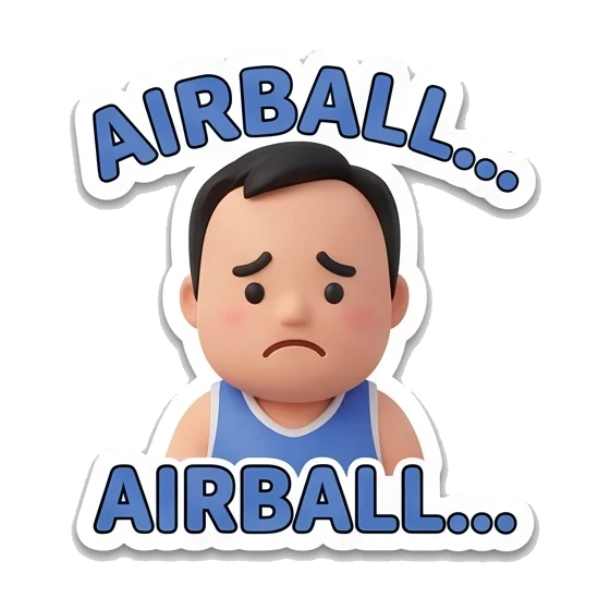 sad airball face Basketball Pro Boy sticker for expressive chats and social replies.
