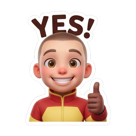 Pilot boy giving thumbs up, positive and yes expression. Cool Pilot Adventures sticker for expressive chats and social replies.
