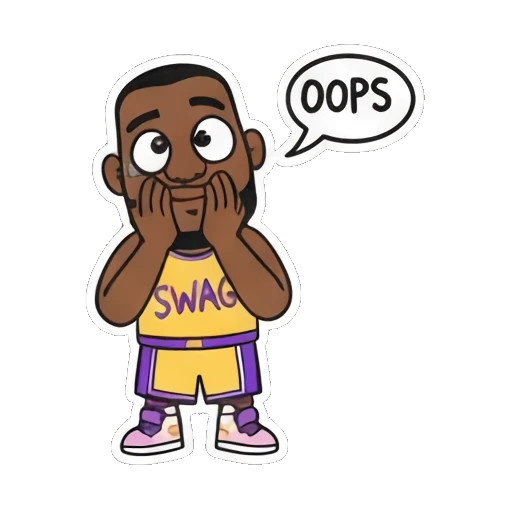 尴尬捂嘴Oops LeBron's Cartoon Expressions sticker for expressive chats and social replies.