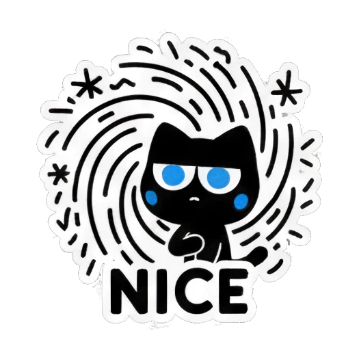 大笑流泪的黑猫 Keith Haring Style Black Cat sticker for expressive chats and social replies.