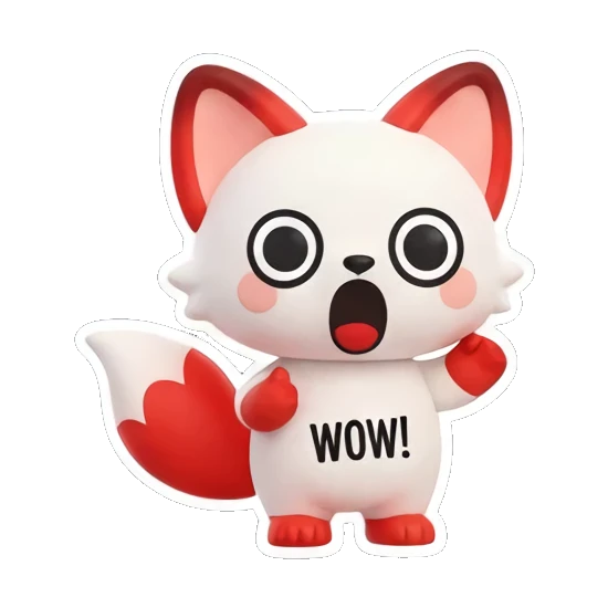 惊讶的红狐狸喊着WOW Red Fox Moods sticker for expressive chats and social replies.