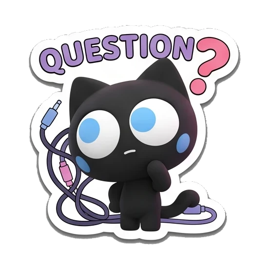 黑猫疑惑思考 Melodic Black Cat sticker for expressive chats and social replies.