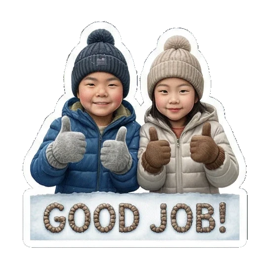 两人捧杯子请求 Winter Kids Duo sticker for expressive chats and social replies.