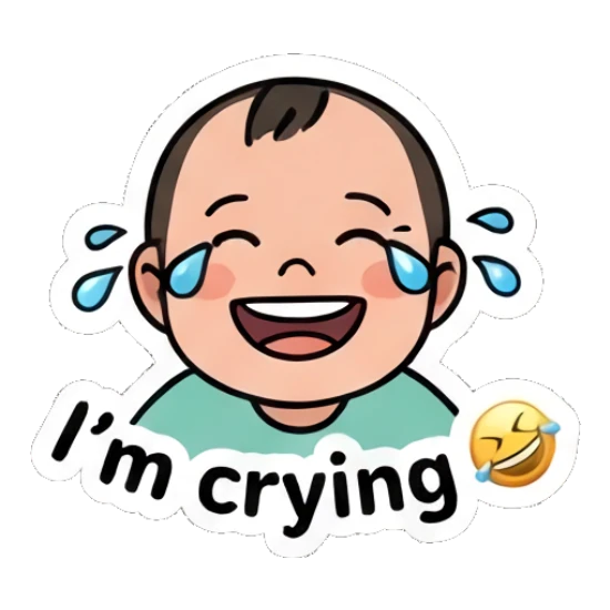 Baby laughing with tears of joy. Little Baby Daily Moods sticker for expressive chats and social replies.
