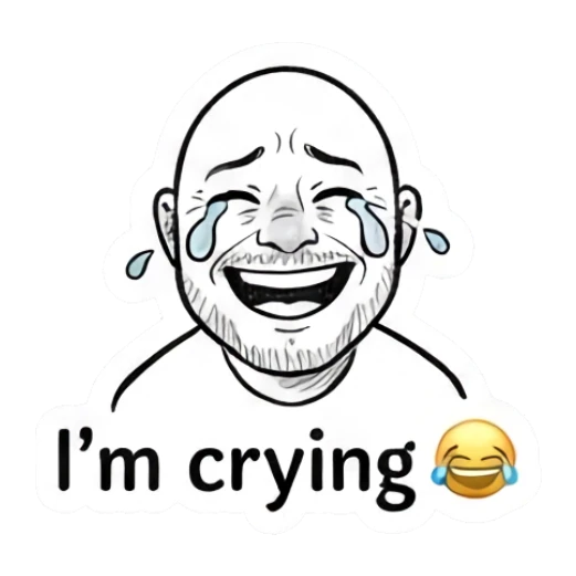 Bald man crying with tears streaming down his face. Bald Guy Daily Vibes sticker for expressive chats and social replies.