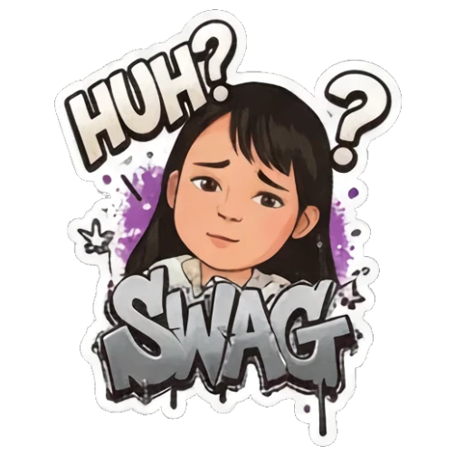 少女酷炫表情SWAG Street Style Girl Expressions sticker for expressive chats and social replies.