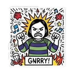 Angry girl yelling 'GNRRY!' Doodle Girl's Mood Swings sticker for expressive chats and social replies.