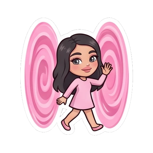 Girl waving goodbye while walking through a portal Cheerful Girl Daily Life sticker for expressive chats and social replies.