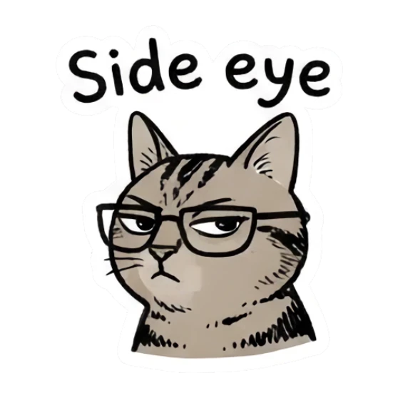 Skeptical cat wearing glasses giving side eye Doctor Tabby Cat Daily sticker for expressive chats and social replies.