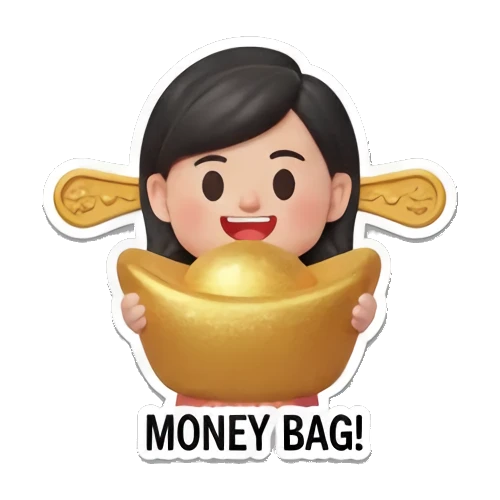 抱着金元宝的富贵小公主 Fortune Princess Daily Life sticker for expressive chats and social replies.