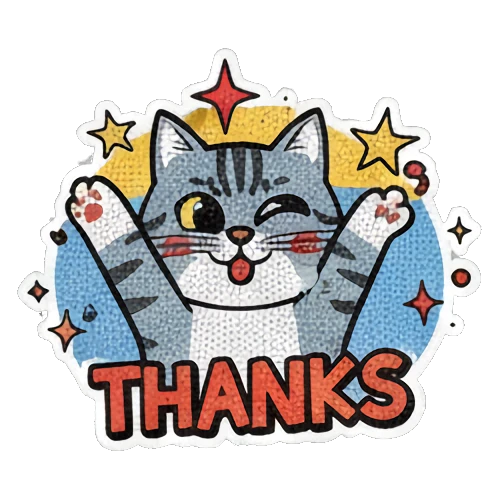 灰猫表达感谢 Vintage Comic Cat Expressions sticker for expressive chats and social replies.