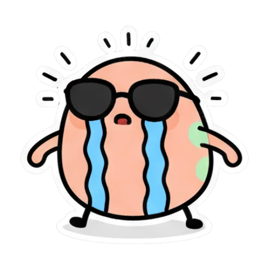 Cool egg with sunglasses and blue tears Cool Egg Expressions sticker for expressive chats and social replies.