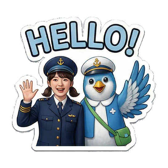 小船长和蓝鸟的日常互动 Little Captain & Blue Bird Duo sticker for expressive chats and social replies.