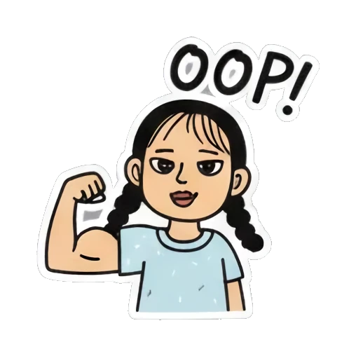 女孩展示肌肉力量 Playful Pigtail Girl sticker for expressive chats and social replies.