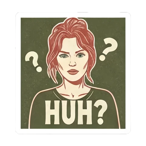 困惑HUH问号 Vintage Vixen Vibes sticker for expressive chats and social replies.