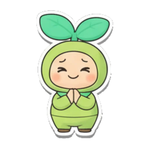 小精灵双手合十感谢 Sproutling Emotions sticker for expressive chats and social replies.