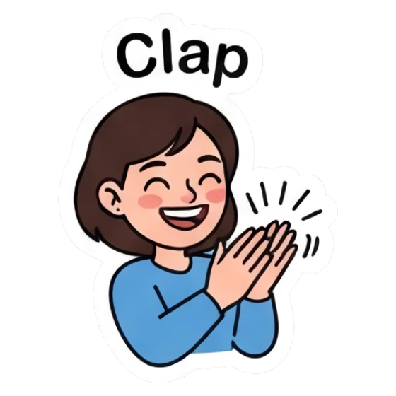 Girl clapping hands, happy, text Clap Daily Life of a Girl sticker for expressive chats and social replies.