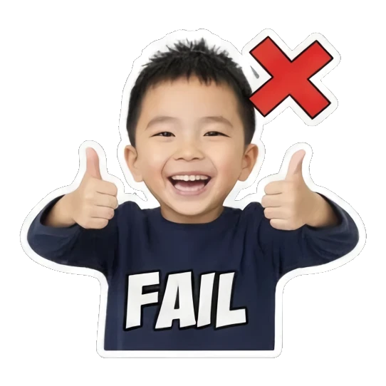 boy thumbs up FAIL Little Boy's Daily Moods sticker for expressive chats and social replies.
