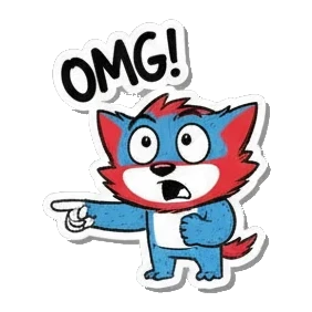 Gamer cat pointing with a surprised expression and text OMG Gamer Cat Adventures sticker for expressive chats and social replies.