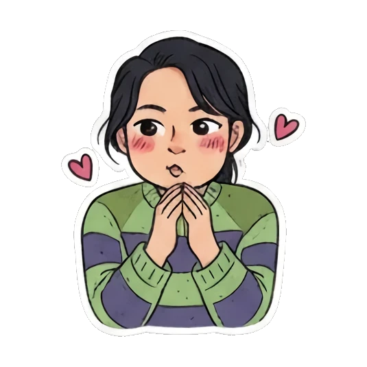 害羞双手合十 Doodle Girl's Moods sticker for expressive chats and social replies.