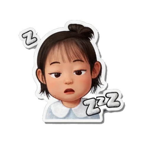 女孩戴墨镜思考 Puffy Little Girl Expressions sticker for expressive chats and social replies.