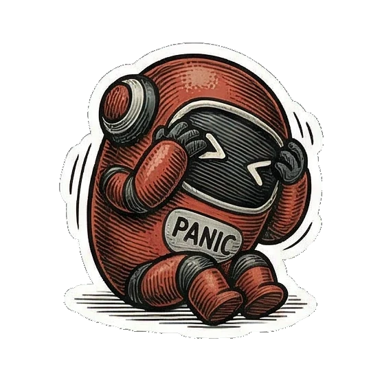 惊慌失措的机器人 Vintage Bot Emotions sticker for expressive chats and social replies.