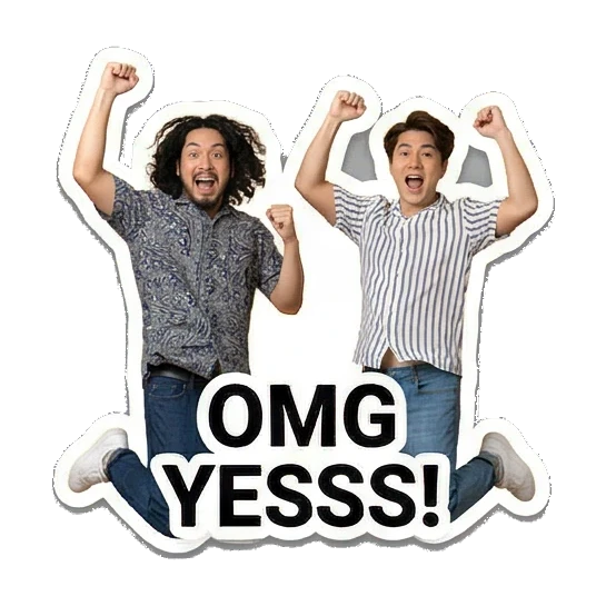 两人兴奋跳跃 Dynamic Duo Daily Vibes sticker for expressive chats and social replies.