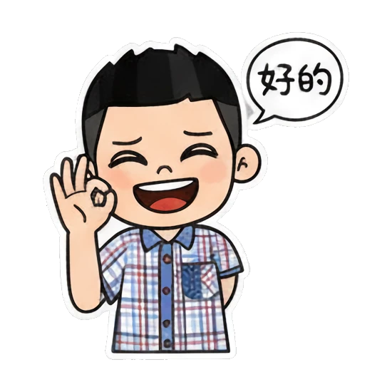 Boy doing OK gesture with happy face and text Cheerful Boy Daily Expressions sticker for expressive chats and social replies.