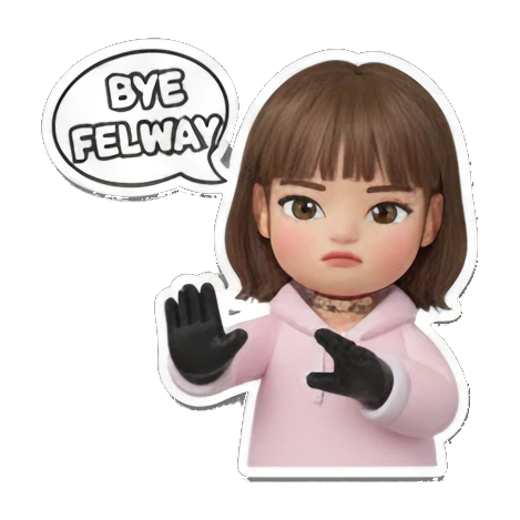 Girl waving goodbye with BYE FELWAY text Cute 3D Girl Daily Life sticker for expressive chats and social replies.