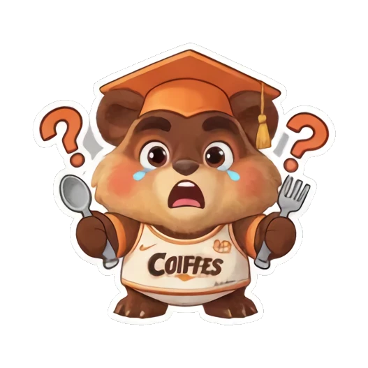 毕业熊拿着餐具一脸疑惑 Coiffes Bear Graduation Stickers sticker for expressive chats and social replies.