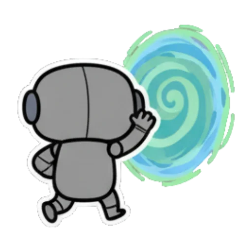 机器人走向传送门，离开。 Cute Robot Expressions sticker for expressive chats and social replies.