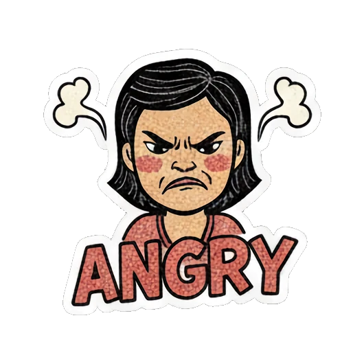 妈妈愤怒冒烟表情 Cheerful Mom Daily Life sticker for expressive chats and social replies.