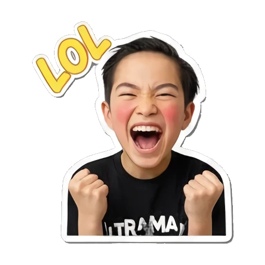 大笑庆祝时刻 Dynamic Boy Expressions sticker for expressive chats and social replies.