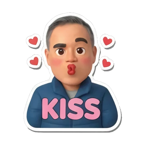 man blowing a kiss Cheerful Middle-Aged Man Daily Life sticker for expressive chats and social replies.