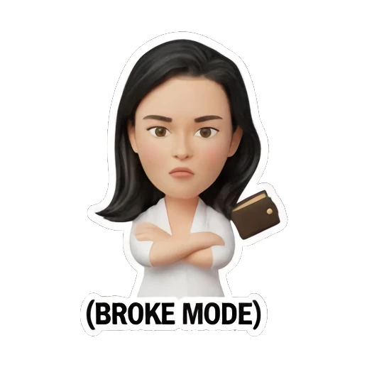 broke girl looking disappointed Rich Girl Lifestyle sticker for expressive chats and social replies.