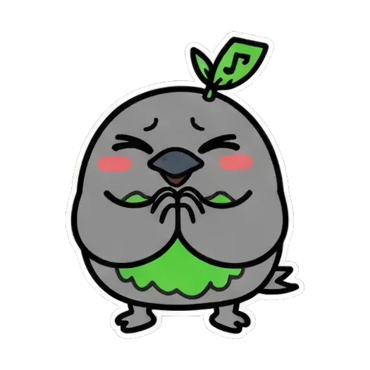 脸红害羞的小鸟 Cute Leaf Bird Expressions sticker for expressive chats and social replies.
